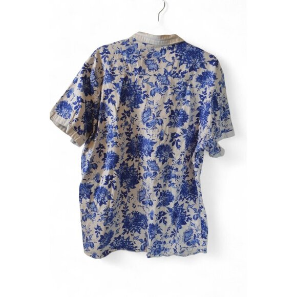 SSLR Men’s Blue White Floral Short Sleeve Button Up Shirt Size XXL - Picture 3 of 3